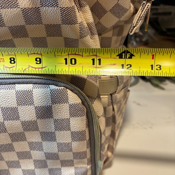 Checkered Diaper Bag/Laptop Backpack for Women Backpack Large Leather - Picture 10 of 11